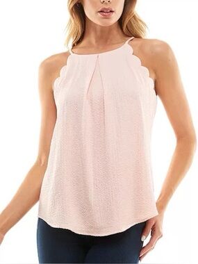 Blush Pink A Byer Scalloped Halter Top